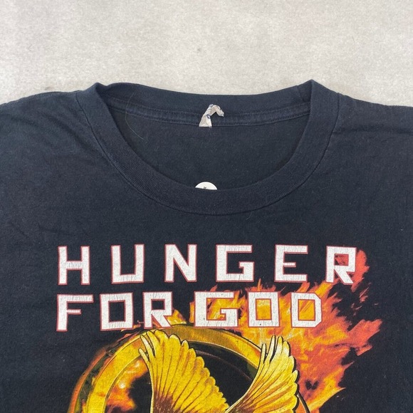 Hunger For God Graphic Tee Thrifted Vintage Style Size L - Picture 9 of 10